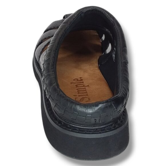 Simple Black Leather Fisherman Sandals Size 10 Slip On Open Heel Comfort main image 4